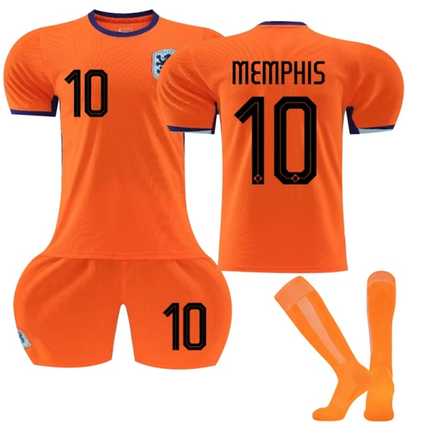 Jud- EM 2024 Fotballdrakt Nederland Hjemme Orange 10 MEMPHIS-WELLNGS 10 MEMPHIS M