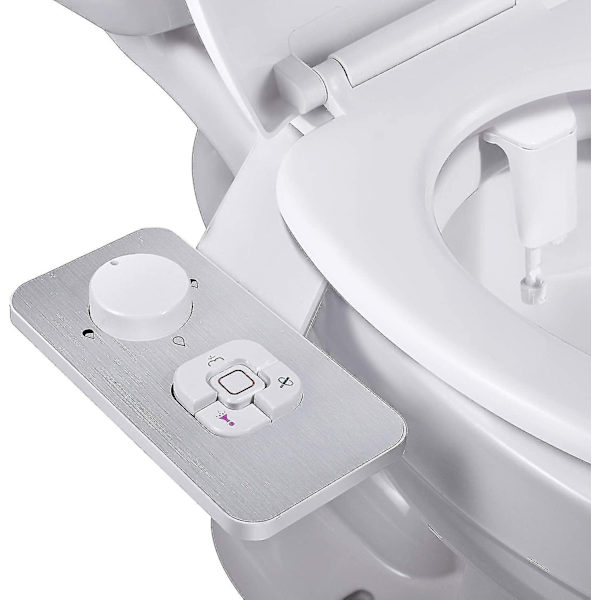Bidet-tilbehør - Samodra Ikke-elektrisk Koldtvands Bidet Toilet Sæde Tilbehør med Trykstyring, Tilbagekørsel Selvrensende Dobbelt Dyser WELLNGS Brushed Nickel