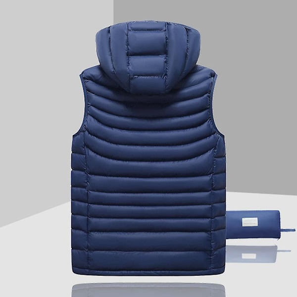 Dunjakke for menn, ermeløs, avtakbar hette, vinter, lett, ensfarget - WELLNGS Khaki XS