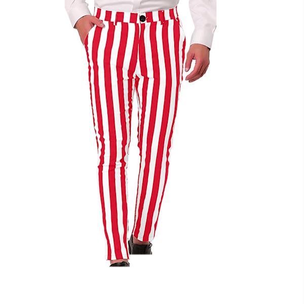 Miesten raidallinen personoitu housutasku nappi puku housut leggingsit rento housut-WELLNGS Red XXXL