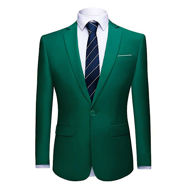Yunclos Herre 3-delt Elegant Gentleman Business Slim Fit Dragt Sæt-WELLNGS Green L