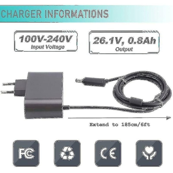 Oplader til Dyson V6 V7 V8 Dc58 Dc59 Dc61 Dc62 Sv03 Sv04 Sv05 Sv06 Sv07 Ac Støvsuger Adapter-WELLNGS