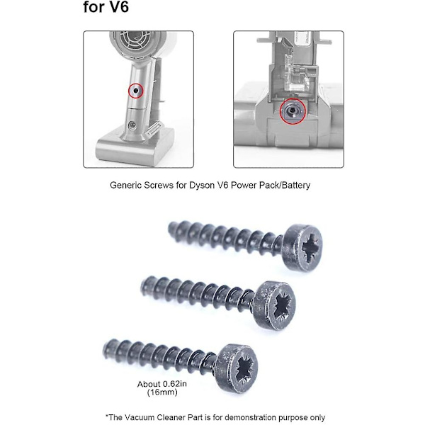 6 stk. skruer til Dyson trådløs V6 V7 V8 V10 V11 støvsuger Power Pack/batteri - WELLNGS
