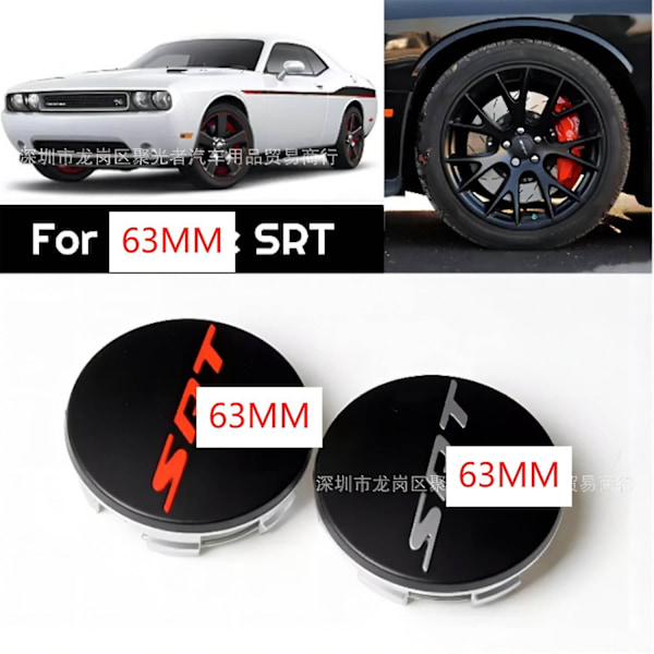 4stk 8stk 63mm hjulcenternavkapsler til D-odge Srt Caliber Challenger Journey Caravan Durango Nitro bilhjulsdæksel tilbehør-WELLNGS 4 glossblack  SRT