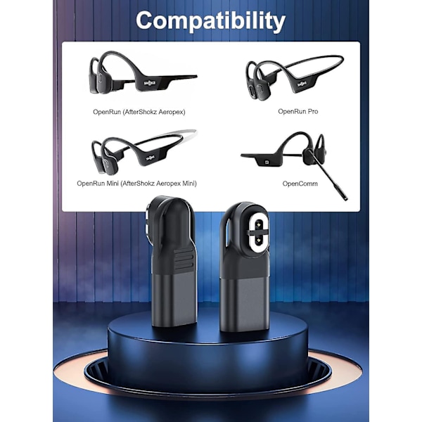 [Twin Pack] Usb C Aapter Charger Converter til Aftershokz Heaphones Charger, Kompatibel med Shokz Aeropex, Openrun, Openrun Pro, Openrun Mini, Openco 0 0