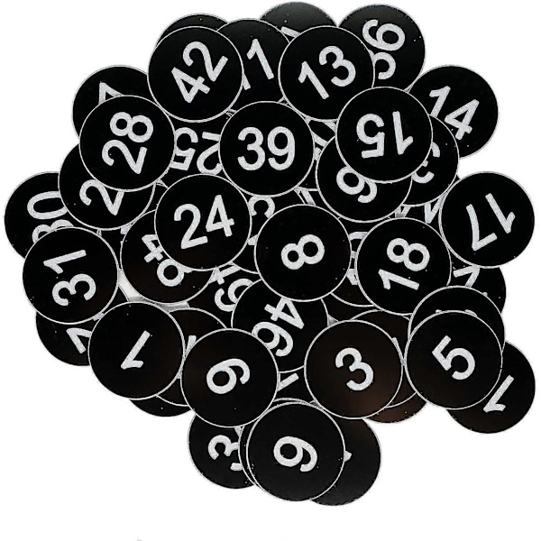 Muoviset numerolaput kaiverretut numeroidut laput tunnistelaput avaimenperälaput ilman reikää - WELLNGS Black 1-100