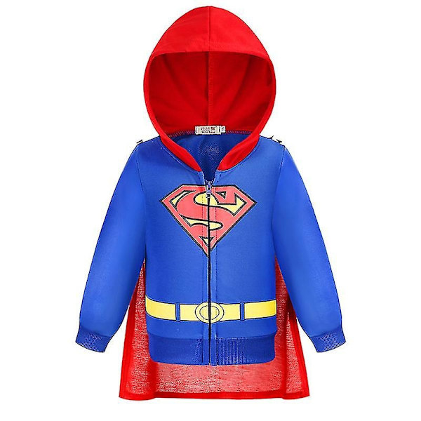Spider-Man hettejakke for gutter 3~8 år gamle barn med glidelås - WELLNGS Blue Superman 110