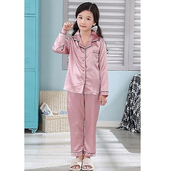 Barn jente silke sateng pyjamas pyjamas barn høst nattøy sett nattøy Zszjb53-WELLNGS pink 10(6-7y)