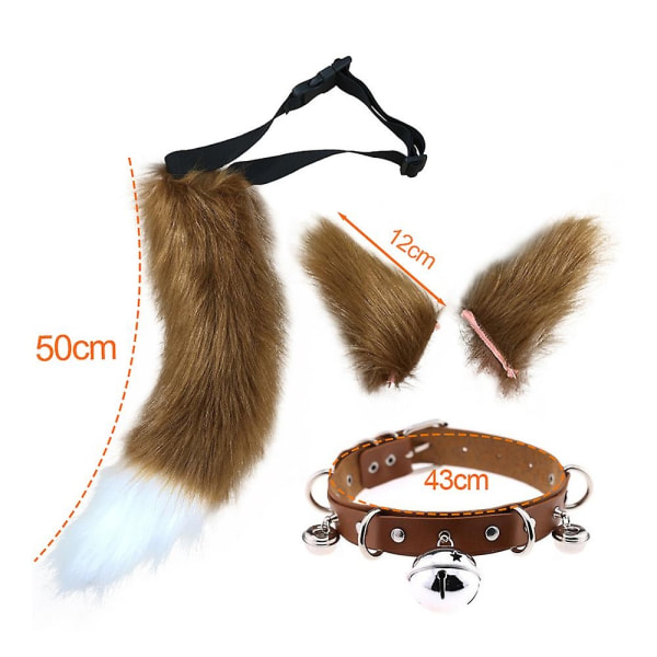 Kattöron och set Vuxna öron Svans Kit Faux Fur Svans för barn Choker Halloween Jul Fest Leverans-WELLNGS Style 3