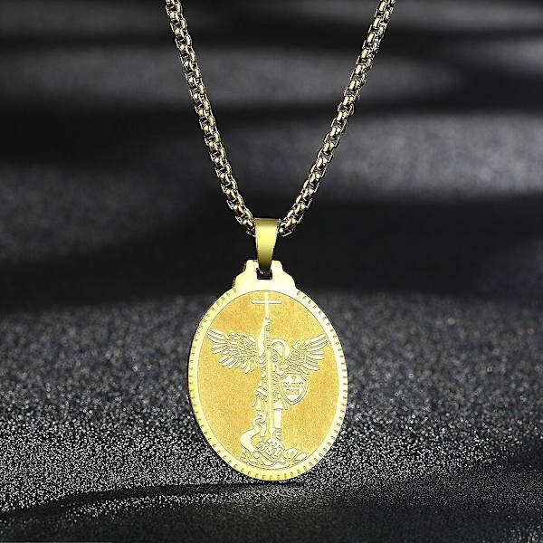 Pyhän Yrjänän riipuskaulakoru miehille ja naisille, soturi Pyhä Yrjänä ja lohikäärme Totem-riipus, kaulakoru, amuletti, koru - WELLNGS Saint Michael-G3