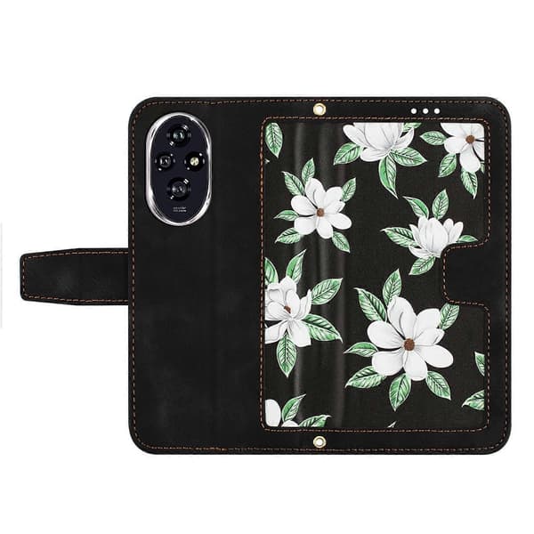 Blommigt läderfodral för telefon med snodd For Honor 200 Pro