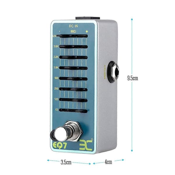 Kompatibel med EX EQ7 Gitarr Effektpedal 7-Bands EQ Full Metallskal True Bypass Fas Gitarrpedal Gitarrtillbehör-WELLNGS