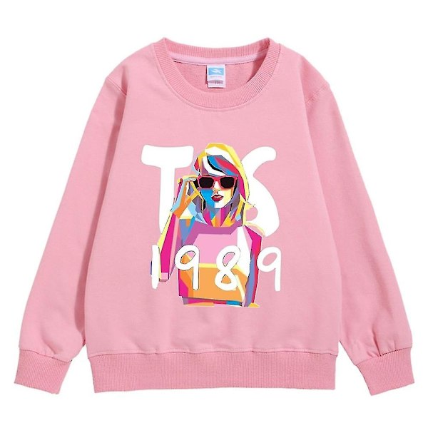 5-10 år Børn Drenge Piger Taylor Swift 1989 Sweatshirt Print Langærmet Rund Hals Casual Løs Trøje Toppe Fans Gaver-WELLNGS pink 5-6 years old