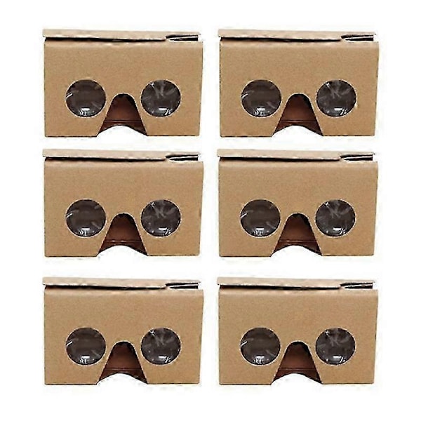 6 stk. 3D Briller til Cardboard V2 VR 4,5-6 tommer + Pandebånd 3D VR Virtual Reality Briller - WELLNGS
