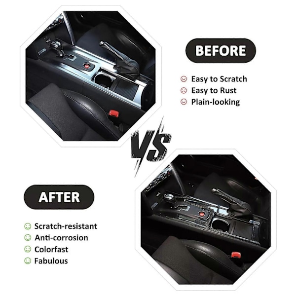 Ægte kulfiber kompatibel med Nissan GTR R35 Central konsol gearskifte panel dæksel - WELLNGS