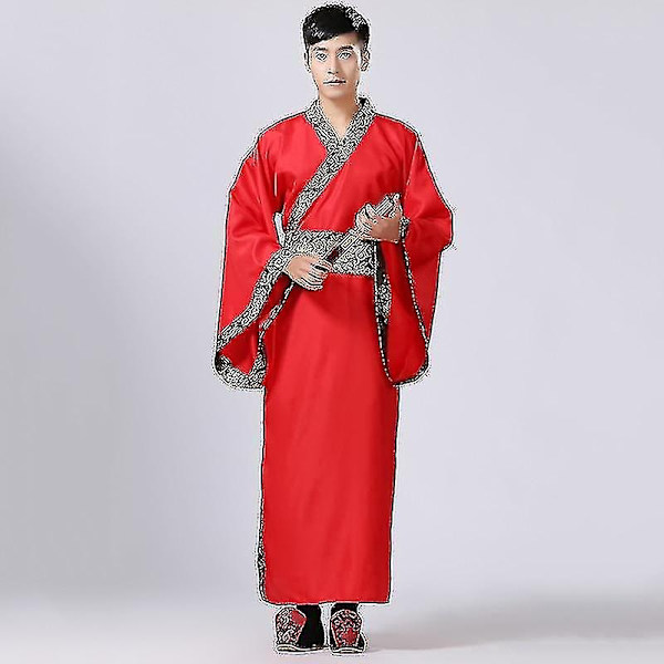 Mäns Hanfu Traditionella Kläder - WELLNGS Red 3XL