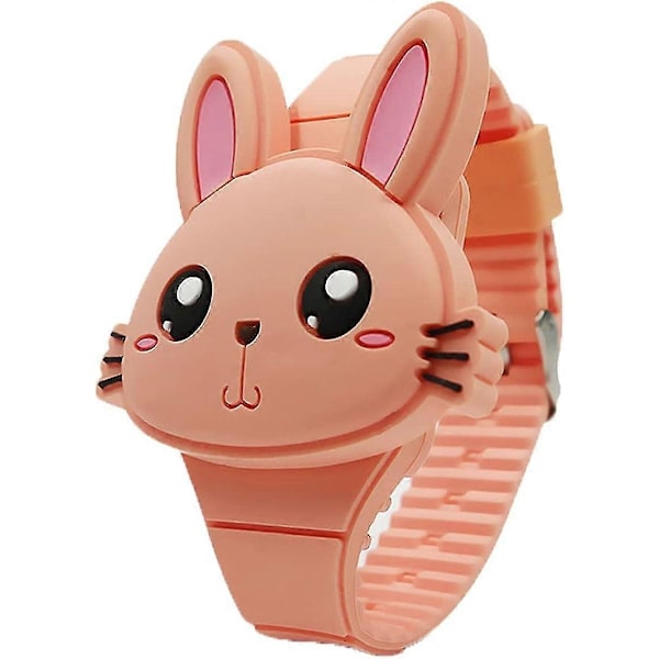 Barnklocka, flickklocka Digital Söt Form LED Mode Silikonarmband Clamshell Design Armbandsur Flicka-WELLNGS Orange