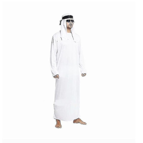 Miesten arabialainen puku Arabian Sheik Halloween Cosplay Robe Fancy Dress Outfit-WELLNGS M