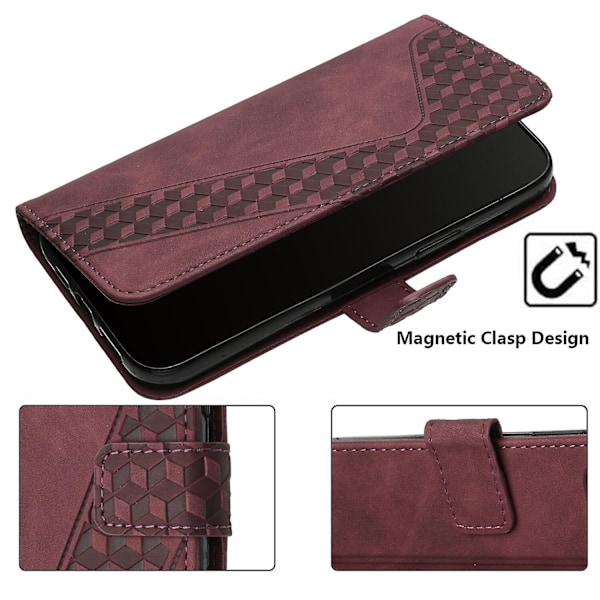 Samsung Galaxy A21S Telefonfodral, PU-Läder Flip Cover Skyddande Fodral Magnetisk Spänne Design Plånbok Kortplats Hållare Telefonfodral - WELLNGS Red