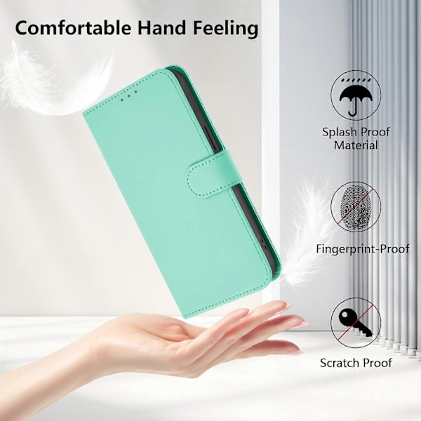 Ensfarvet PU-etui Kompatibelt med Nokia C02-WELLNGS Mint Green