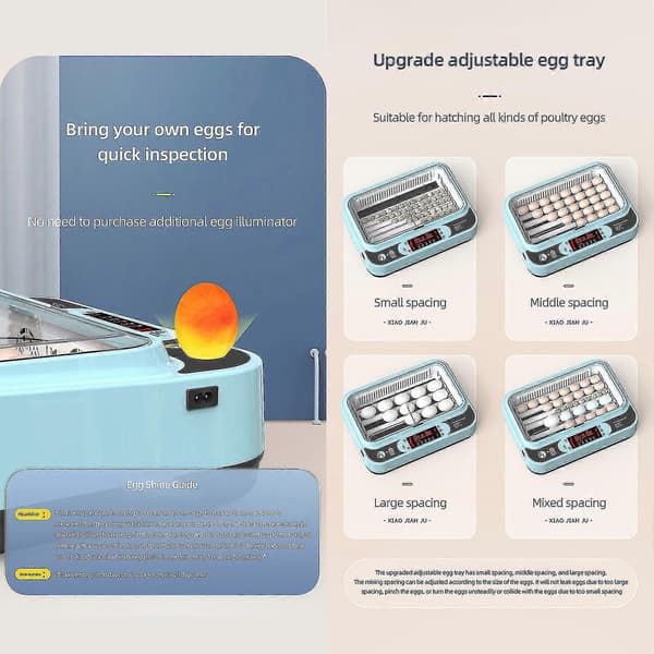 Automatisk Eggrugemaskin Kontroller Digital LED Temperaturstyring Temperatur Fuktighetssensor Eggs-WELLNGS 9Eggs