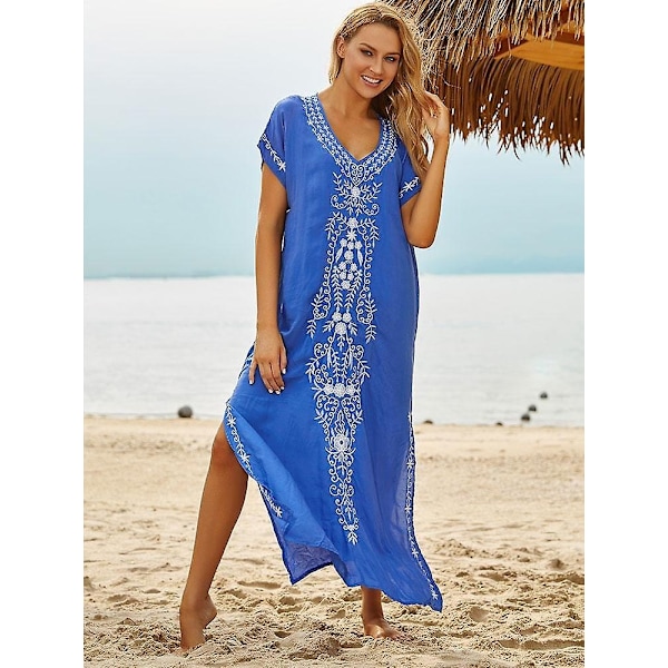 Broderet bomuldsbluse - WELLNGS Sky blue