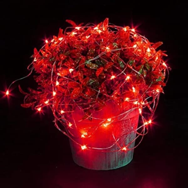 10-pack med 1 meter långa mini-LED-ljusslingor, batteridrivna, röda