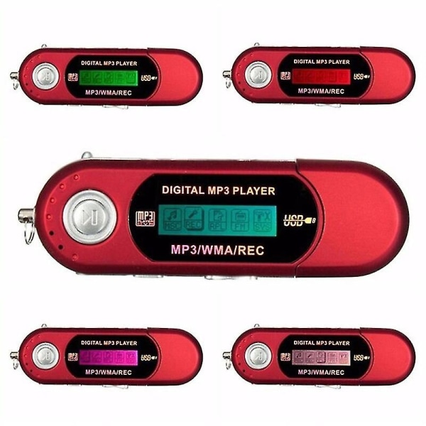 USB Mp3-spiller Bærbar musikkspiller Digital LCD-skjerm 4g Lagring Fm Radio Multifunksjon Mp3 musikkspiller USB Stick K1kf,rød-WELLNGS