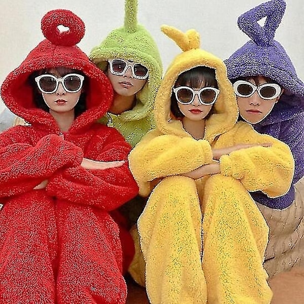 Teletubbies-asu Disi Bodysuit Lala Roolipeli Pyjamat Aikuisten Pyjamat Eläinpyjamat Bodysuit-WELLNGS Red S