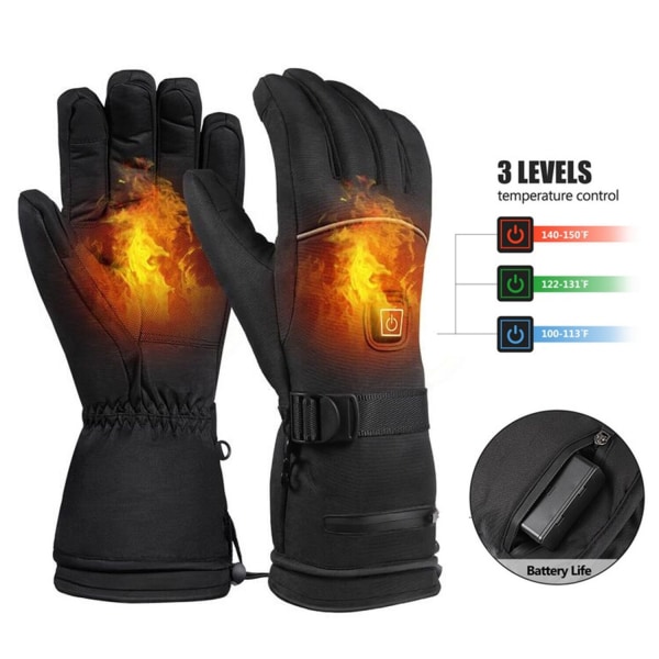 Uppvärmda handskar med 3 värmeinställningar, batteridrivna uppvärmda handskar män kvinnor, uppvärmda handskar vintervarma uppvärmda handvärmare för