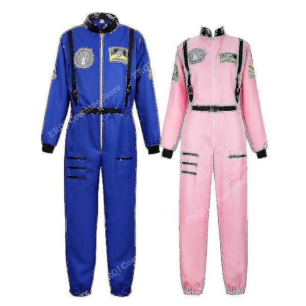Astronaut Kostume Rumdragt Voksen Rollespil Kostume Lynlås Halloween Kostume Par Flyve Jumpsuit Stor Størrelse Uniform - WELLNGS Pink M