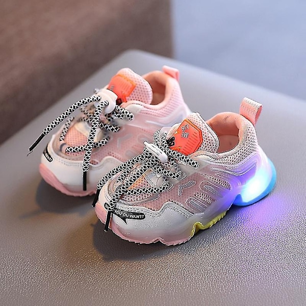 Frozen Elsa Mesh Sneakers Barn Skor Sommar Höst Led Barn Ljus Flickor Ljus Baby Sneaker Sportskor Storlek 22-31-WELLNGS Silver 22