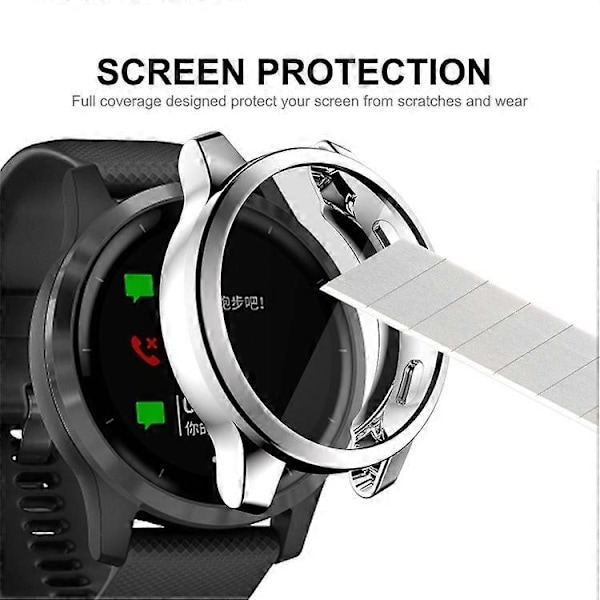 Garmin Venu 2S 40mm / Vivoactive 4S 40mm Hat-Prince Täyspeite Elektrolyyttipinnoitettu TPU Pehmeä Kotelo - WELLNGS Silver