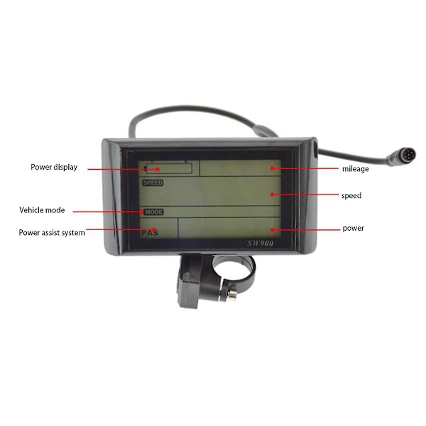 24V-48V SW900 Stor LCD-skærm LCD-displaymålercontroller til elektrisk cykel E-cykel hastighedskontrol display cykel-WELLNGS