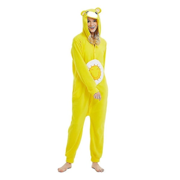 Aikuisten karhu Onesie-pyjamat Cosplay-eläinten kotiasu yöasu haalaripuku naisille ja miehille-WELLNGS Yellow M