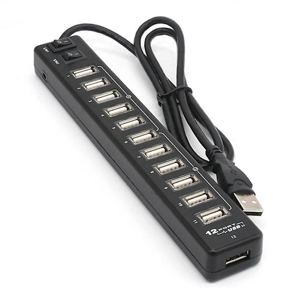 Högkvalitativ USB-hubb 12 portar USB 3.0 Hub Multi USB Splitter Switch Hög hastighet Dataöverföring för La-WELLNGS