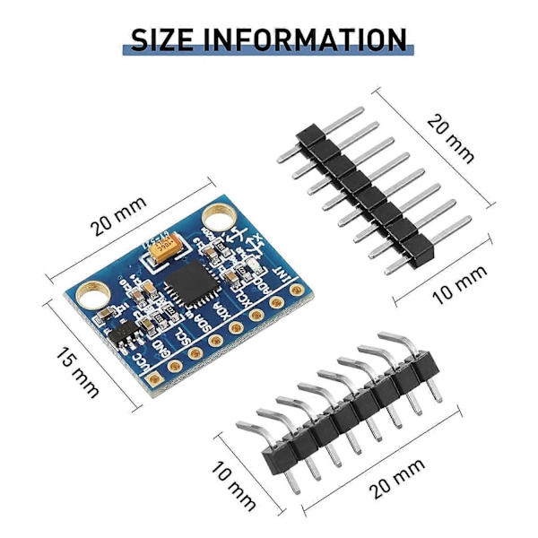 10 stycken -521 MPU-6050 MPU6050 modul, 3-axlig accelerometer 6 DOF gyroskopsensor modulkit 16 B-WELLNGS