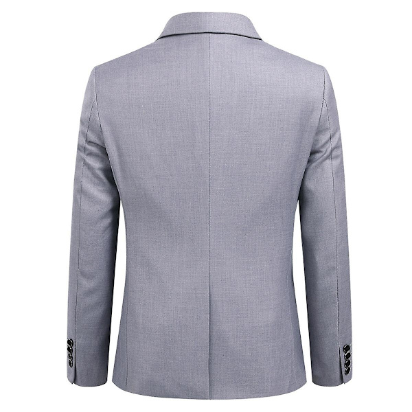 Allthemen Herr Business Blazer Solid Slim Fit Jacka-WELLNGS Grey L