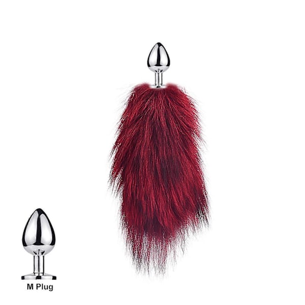 Svans Plug-In Rävsvans Katt Små Rekvisita Äkta Hår Liten Svans Avtagbar Hundleksak Sp-WELLNGS Burgundy M