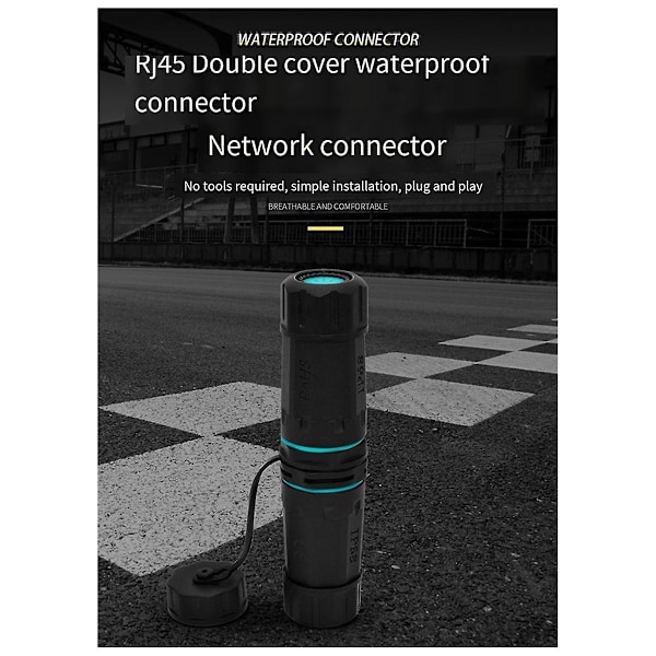 RJ45 Netværkskabel Connector - Vandafvisende IP68 Cat5/Cat6 Udendørs Støvbestandig Rj45 Ledningsforbindelse - WELLNGS