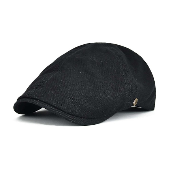 Bomulds Flat Cap Mænds Golf Cabbie Hat Gatsby Ivy Cap Irske Jagthat Newsboy Driver Cabbies Beret Høj Kvalitet-WELLNGS Black