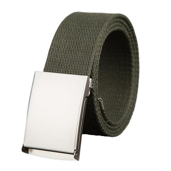 Farfi Bred Justerbar Unisex Bælte Canvas Bred Metal Spænde Bukser Bælte Tøj Ornament-WELLNGS Army Green 150CM