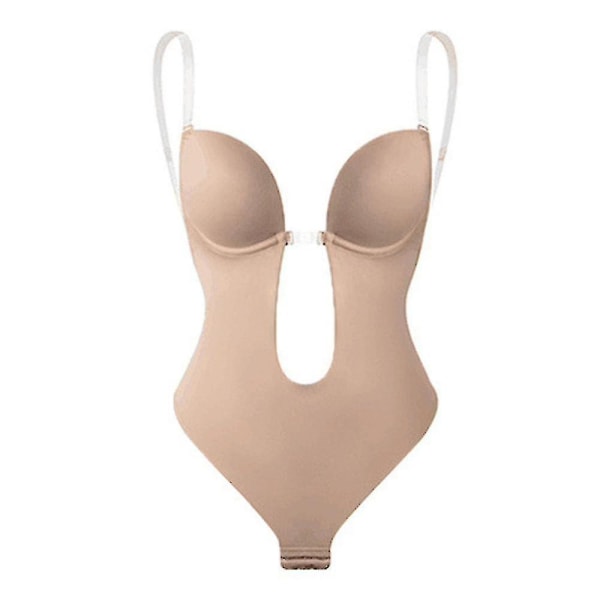 Kvinder Rygløs Shapewear Dyb V-hals Bodystocking Usynlig Body Shaper Til Lav Ryg Kjole S