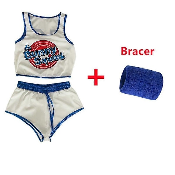 Space Lola Bunny Kanin Cosplay Kostume Kanin Bunny Jam Kostumer Kvinder Piger Halloween Fest Tøj Toppe Shorts Outfit Sæt-WELLNGS Suit And Bracer M