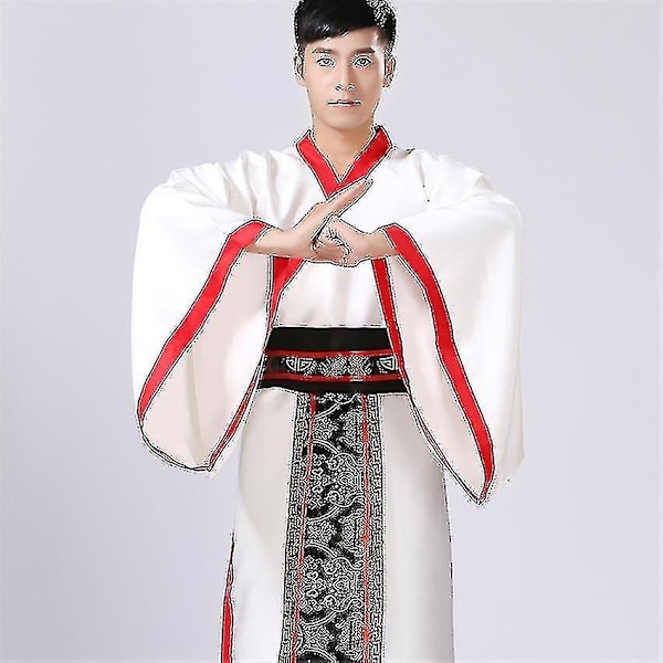 Mænds Hanfu Traditionelle Kostumer Tøj - WELLNGS White XL 170-175CM