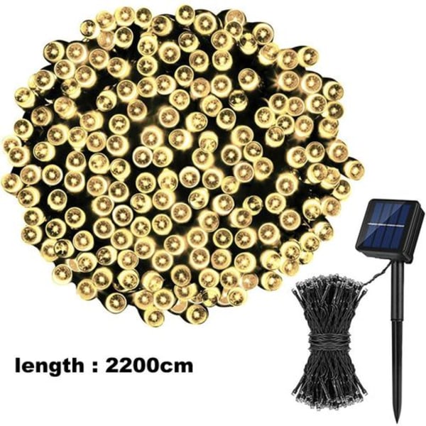 Solcellslampor utomhus, 22M 200 LED, 8 lägen varmvit
