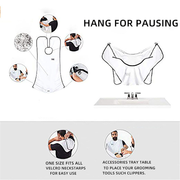 Rakhyvelförkläde för män, skäggrakning, transparent sugkopp, rakhyvelförkläde, skäggtrimningsförkläde, skäggstylingförkläde White (transparent suction cup)