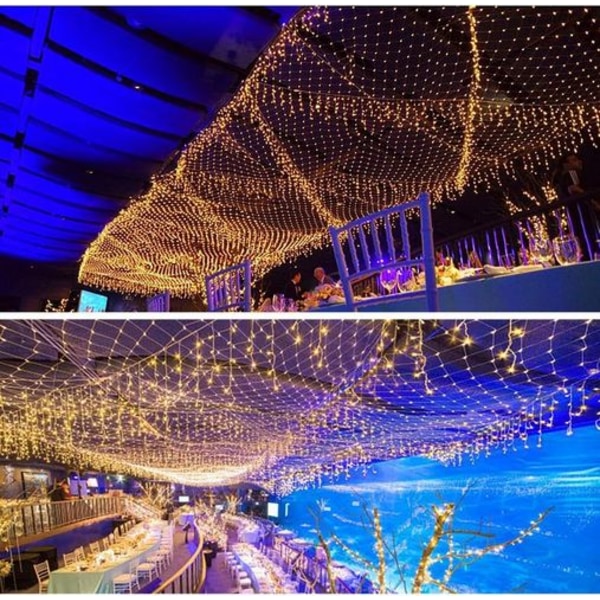 LED-ljusnät 144 LED med stickpropp 220v för fester, trädgårdar, jul,