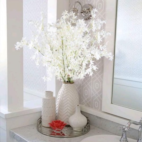 3 stk. Kunstige Hvide Kirsebærblomster 115CM Sakura Silke Blomsterbuket