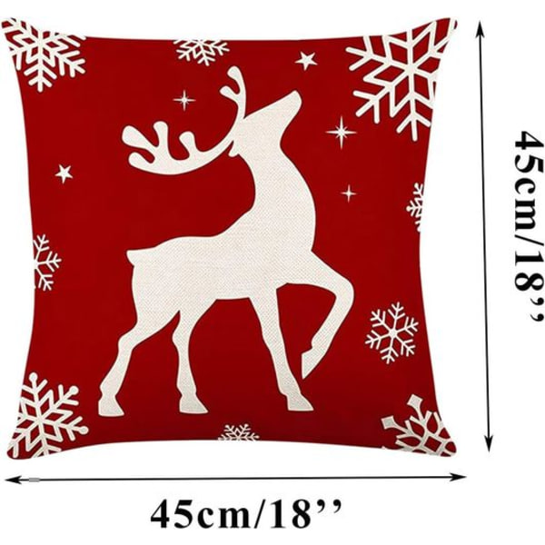 45x45 Jul Kuddöverdrag (Set om 4) - Renar, Snöflingor & Engelska Fraser